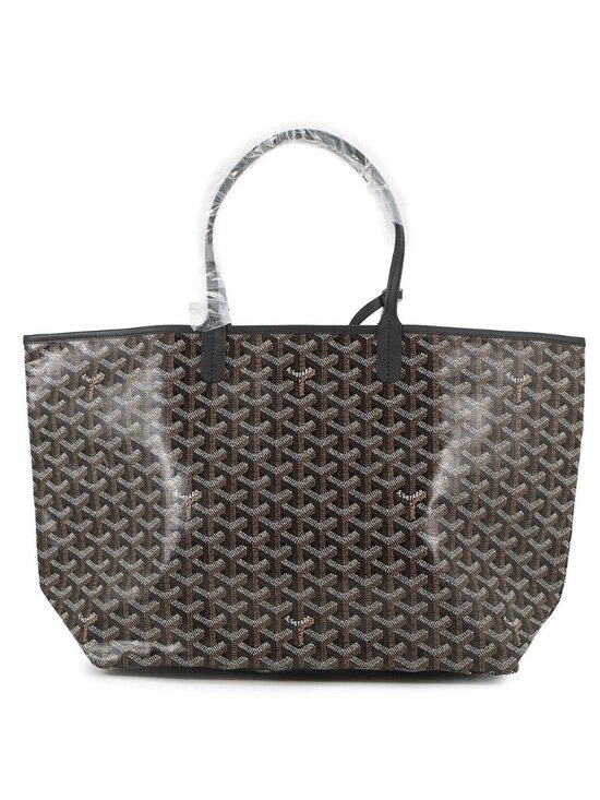 Goyard Handbags - Goyard Tote Saint Louis PM Leather Black Herringbone with Pouch
